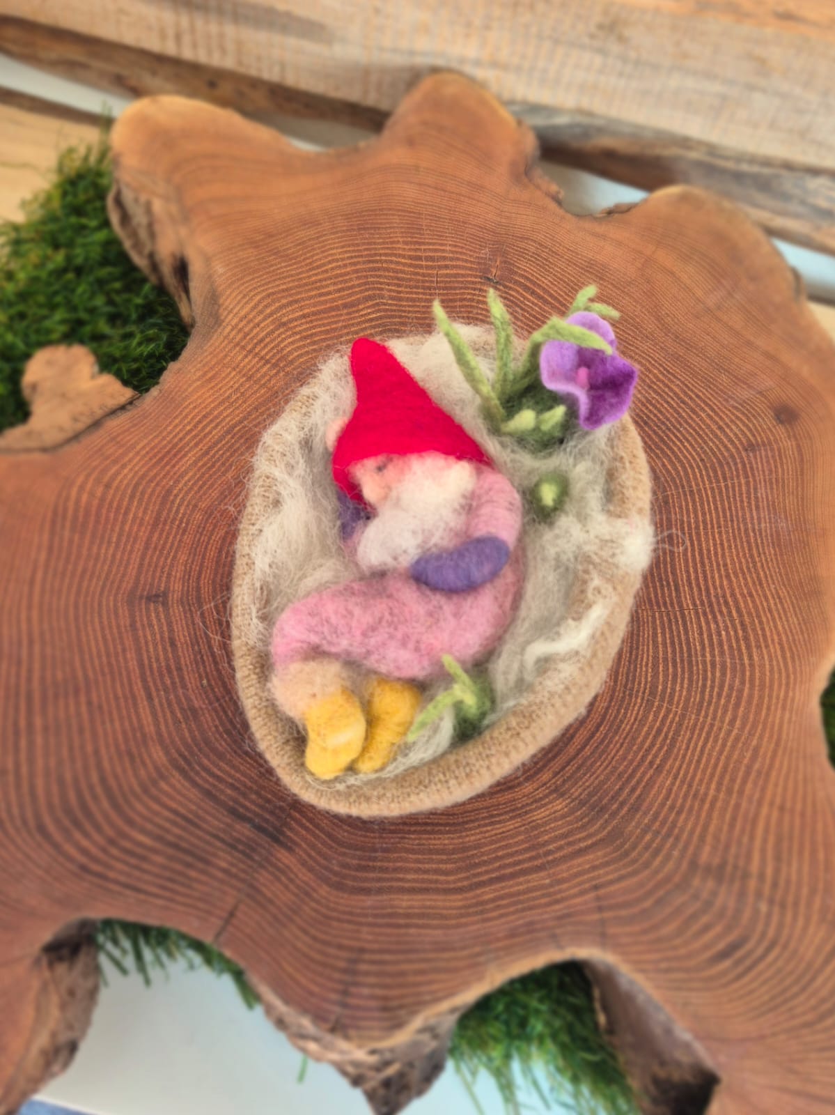 Kabouter in Nestje met Bloem